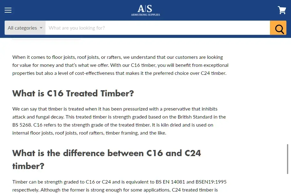 Armstrong Supplies collection page detailed description
