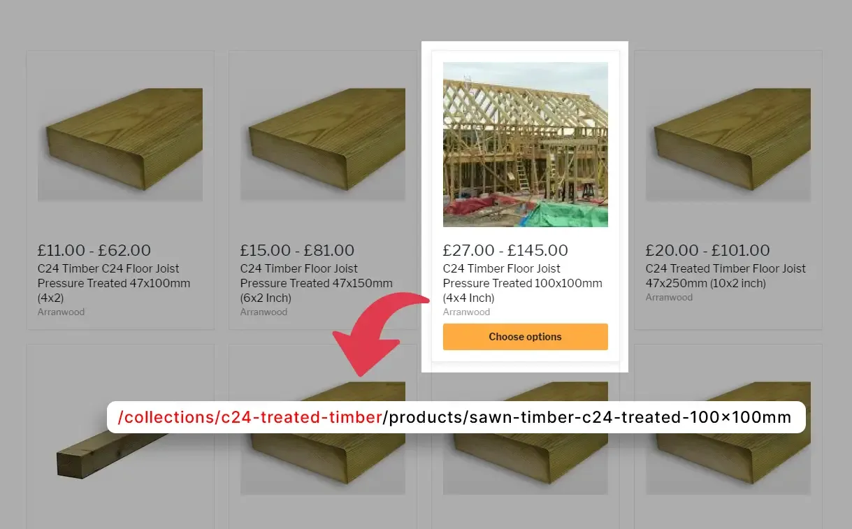 Improper internal linking to products on Armstrong Supplies