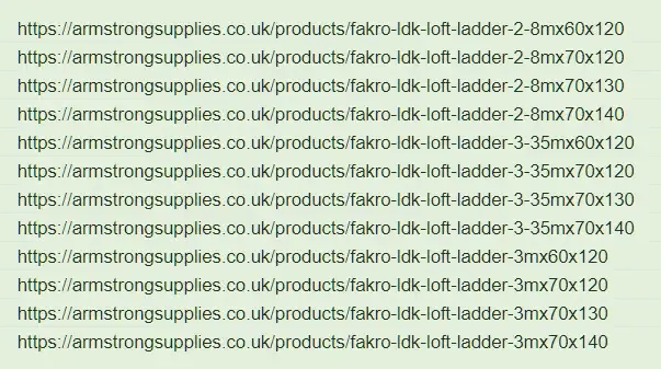 Example of pages targeting the same keyword