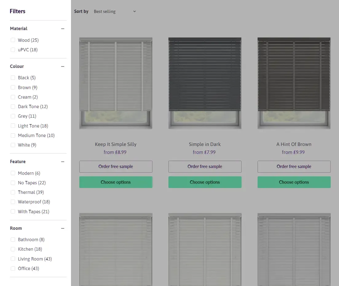 Blindstyle faceted navigation example