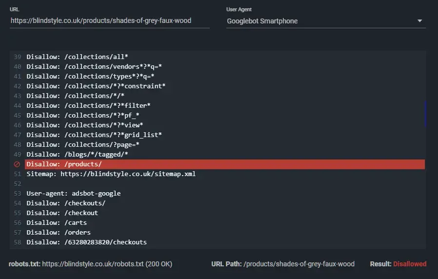 Blindstyle robots.txt configuration