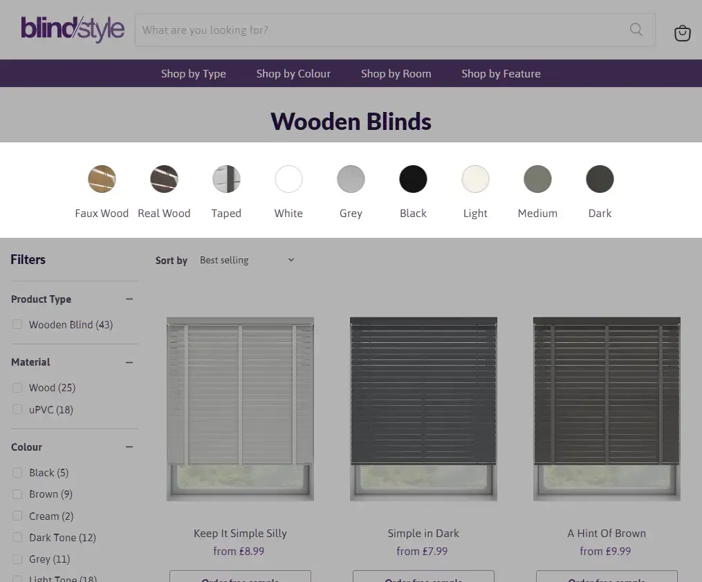 Blindstyle swatch navigation example