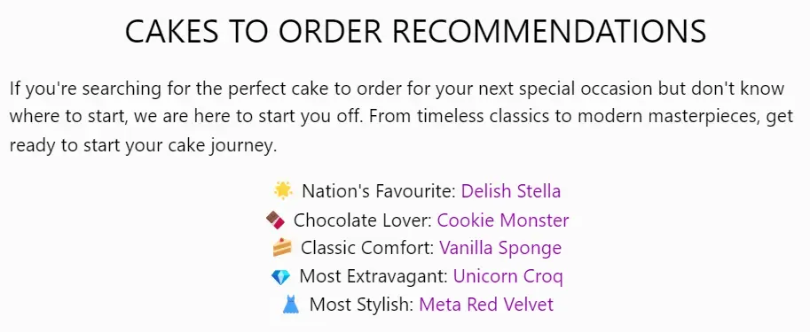 Example of linking to high-priority products from a category description.