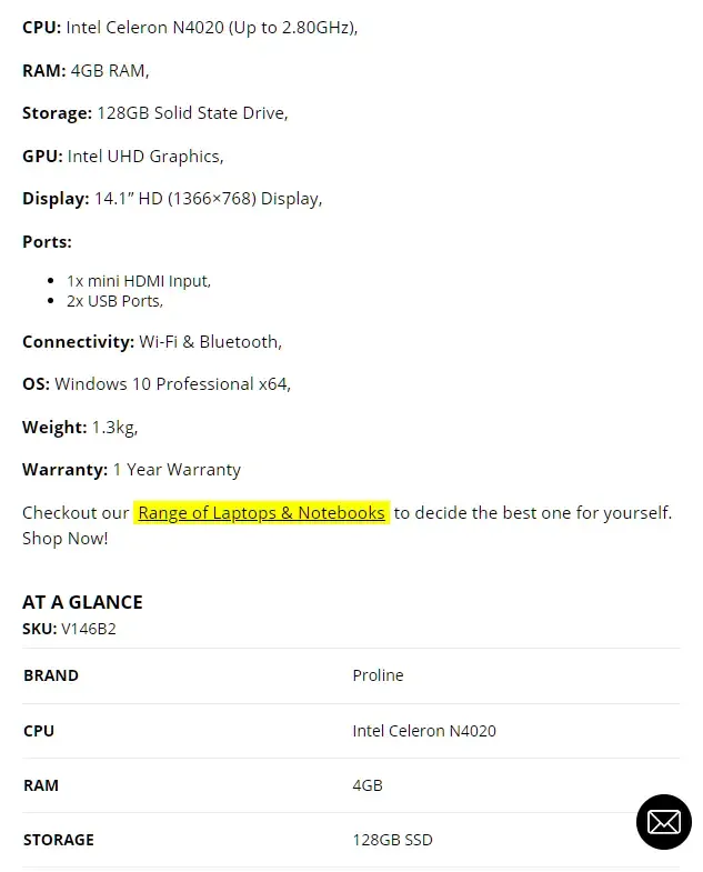 Internal linking from product pages to categories for PC International
