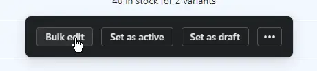 Screenshot of the Shopify bulk edit prompt