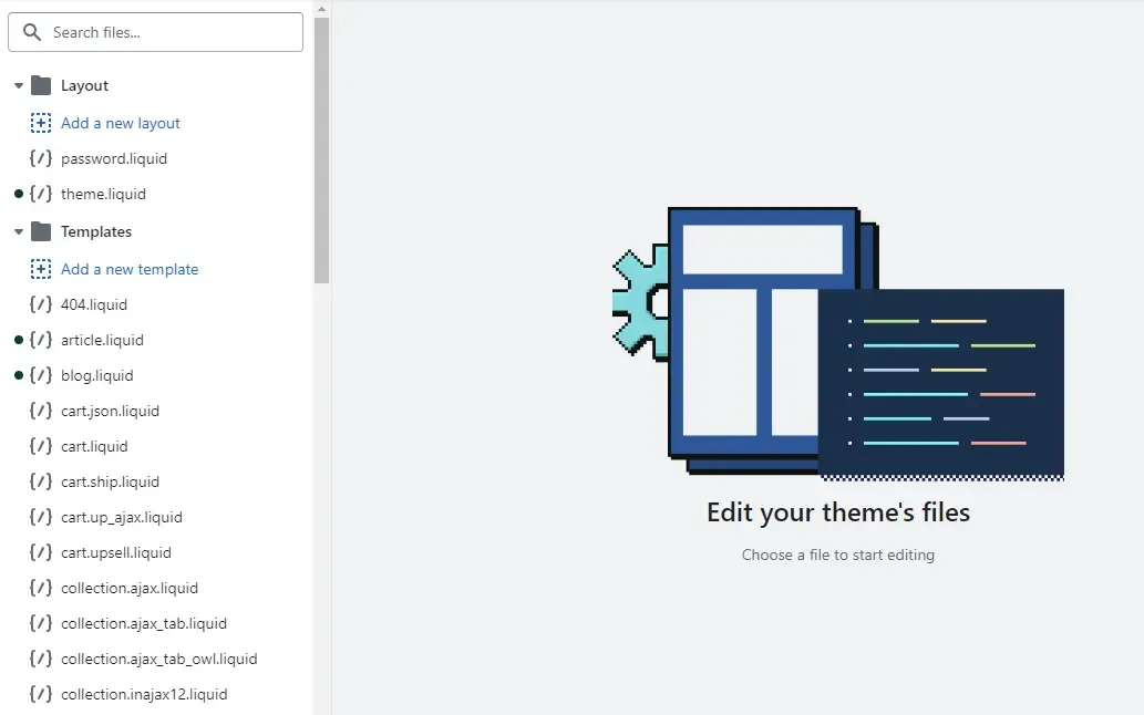 Screenshot of Shopify theme code editor