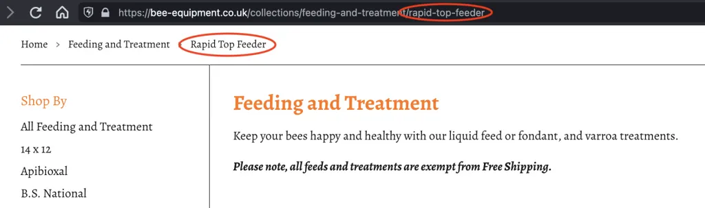 Screenshot of a Shopify collection page showing product filter options using tags.