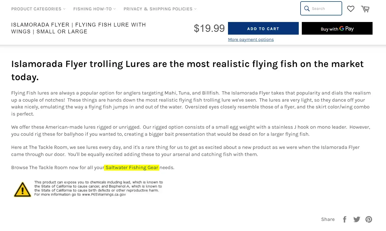 Screenshot showing internal linking strategy for The Tackle Room